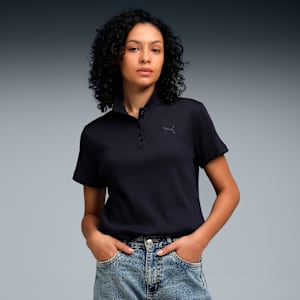 Premium Essentials Women's Rib Polo T-shirt, New Navy, extralarge-IND