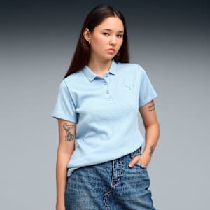 Premium Essentials Women's Rib Polo T-shirt, Haute Tropic, extralarge-IND