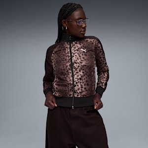Leopard Luxe Women's T7 Track Jacket, PUMA Black, large