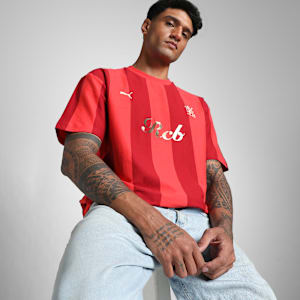 PUMA x RCB Men's Retro Striper T-Shirt, Flame Scarlet, extralarge-IND