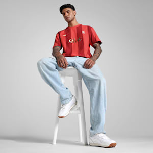 PUMA x RCB Men's Retro Striper T-Shirt, Flame Scarlet, extralarge-IND