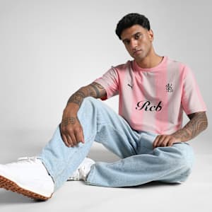 PUMA x RCB Men's Retro Striper T-Shirt, Pinkscape, extralarge-IND