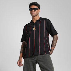 PUMA x RCB Men's Relaxed Fit Striper Polo, PUMA Black, extralarge-IND