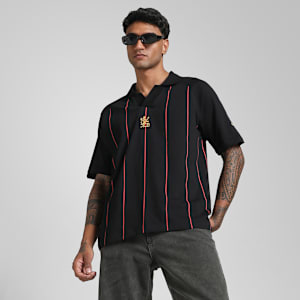PUMA x RCB Men's Striper Polo, PUMA Black, extralarge-IND