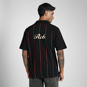 PUMA x RCB Men's Striper Polo, PUMA Black, extralarge-IND