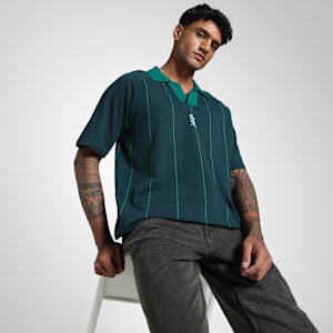 PUMA x RCB Men's Striper Polo, Wild Green, extralarge-IND