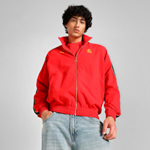 Puma x RCB Men's T7 Jacket, Flame Scarlet, extralarge-IND