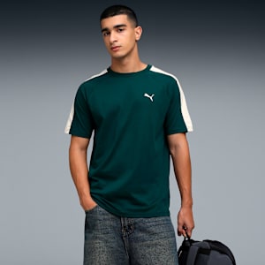 T7 Men's Regular Fit Cotton T-shirt, Green Terrain-Alpine snow, extralarge-IND