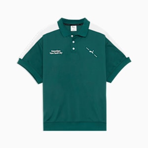 メンズ PUMA x Saturdays NYC ニット 半袖 ポロシャツ, Green Terrain, extralarge-JPN