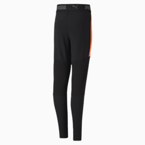 ftblNXT Knitted Slim Fit Kid's Pants, Puma Black-Shocking Orange