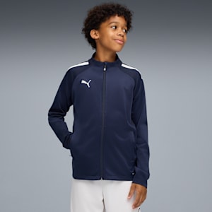 teamLIGA Big Kids' Soccer Track Jacket, Peacoat-Puma White, large