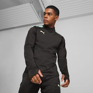 teamLIGA Quarter-Zip Men's Football Top, PUMA Black-Electric Peppermint
