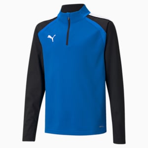 teamLIGA Quarter-Zip Youth Football Top, Electric Blue Lemonade-Puma Black