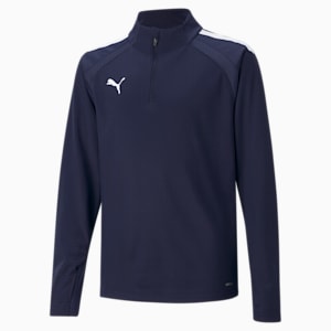teamLIGA Quarter-Zip Youth Football Top, Peacoat-Puma White