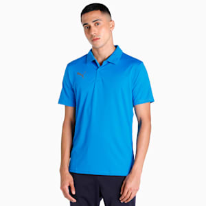 teamLIGA Sideline Men's Football Polo Shirt, Electric Blue Lemonade-Puma White, extralarge-IND