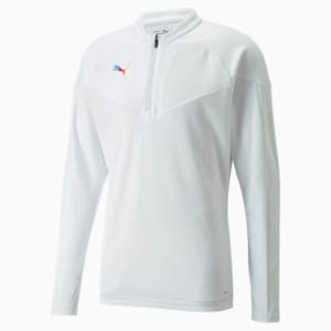 individualFINAL Training Quarter-Zip Men's Soccer Jacket, Puma White-Ocean Dive-Deep Orchid