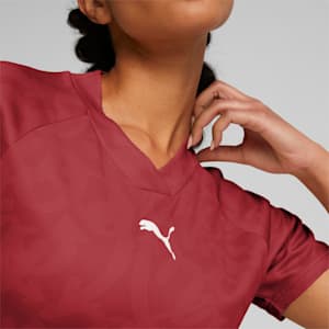 SHE MOVES THE GAME Women's Soccer Jersey, Intense Red