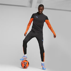 Playera de fútbol con cremallera de un cuarto individualCUP para hombre, PUMA Black-Ultra Orange