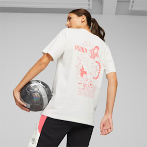 PUMA Queen Women's Football Tee, Electric Blush-Warm White-PUMA Black, extralarge-GBR