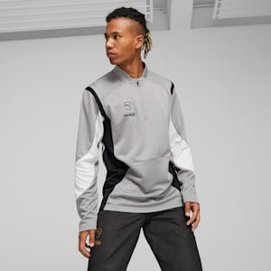 KING Pro Men's Football Quarter-Zip Top, Concrete Gray-PUMA White, extralarge-IND