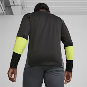 Camiseta con cierre de un cuarto de fútbol KING Pro para hombre, PUMA Black-Electric Lime, extralarge