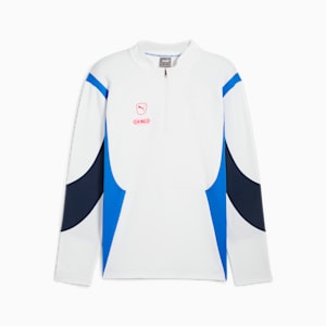 メンズ サッカー キング プロ 1/4 ジップ トップス クルースウェット, PUMA White-Bluemazing, extralarge-JPN