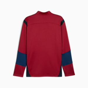 Playera con cierre de un cuarto de fútbol KING Pro para hombre, New Navy-Dark Crimson, extralarge