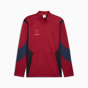 Playera con cierre de un cuarto de fútbol KING Pro para hombre, New Navy-Dark Crimson, extralarge