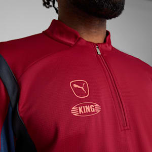 Playera con cierre de un cuarto de fútbol KING Pro para hombre, New Navy-Dark Crimson, extralarge