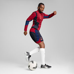 Playera con cierre de un cuarto de fútbol KING Pro para hombre, New Navy-Dark Crimson, extralarge