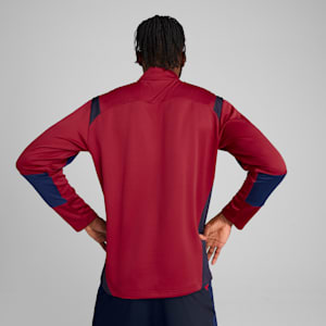 Playera con cierre de un cuarto de fútbol KING Pro para hombre, New Navy-Dark Crimson, extralarge
