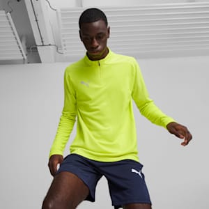 Chamarra de entrenamiento de fútbol con cremallera de un cuarto teamFINAL para hombre, Electric Lime-PUMA Silver, extralarge