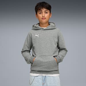 teamGOAL Football Casuals Hoody Youth, Medium Gray Heather-PUMA White, extralarge