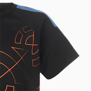 キッズ サッカー TEAMLIGA グラフィック 半袖 シャツ 120-160cm, PUMA Black-Ultra Orange