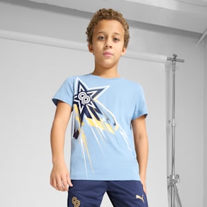 PUMA x CHRISTIAN PULISIC Big Kids' Soccer Logo Tee, Zen Blue, extralarge