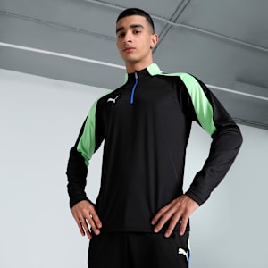 individualLIGA Quarter-Zip Men's Slim Fit Football Top, PUMA Black-Fizzy Apple, extralarge-IND