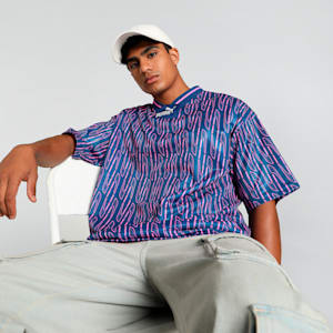 Bring-Back Men's Oversized Fit Football Jersey, Blazing Blue, extralarge-IND