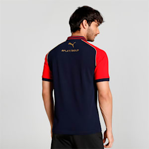 PUMA x Royal Challengers Bangalore Travel Men's Polo, Navy Blazer-Flame Scarlet