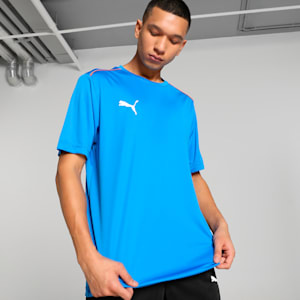 CR Teamwear Piping Men's Cricket T-shirt, Ultra Blue-Rickie Orange, extralarge-IND