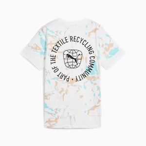 Playera de fútbol individualEARTH DAY para mujer, PUMA White-Light Sand, extralarge