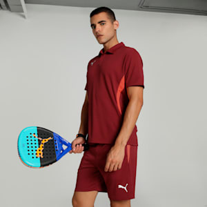 Individual Men's Padel Tennis Polo, Dark Crimson-PUMA White-Glowing Red, extralarge-IND