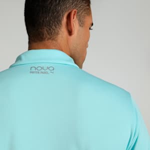 Individual Men's Padel Tennis Polo, Safe Lake-Vivid Blue-Heat Fire, extralarge-IND