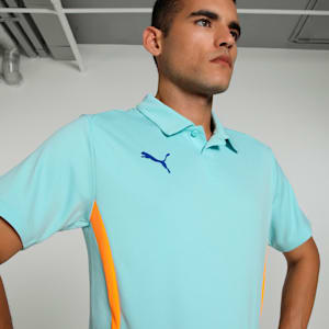 Individual Men's Padel Tennis Polo, Safe Lake-Vivid Blue-Heat Fire, extralarge-IND