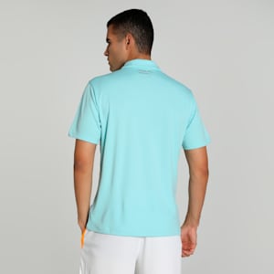 Individual Men's Padel Tennis Polo, Safe Lake-Vivid Blue-Heat Fire, extralarge-IND