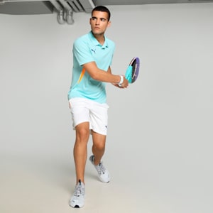 Individual Men's Padel Tennis Polo, Safe Lake-Vivid Blue-Heat Fire, extralarge-IND