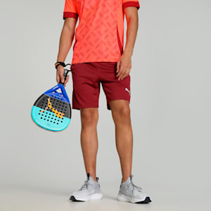 Individual Men's Slim Fit Padel Tennis Training Shorts, Dark Crimson-PUMA White-Glowing Red, extralarge-IND