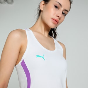 Individual Women's Slim Fit Padel Tennis Tank Top, PUMA White-Aquatic-Purple Glimmer, extralarge-IND