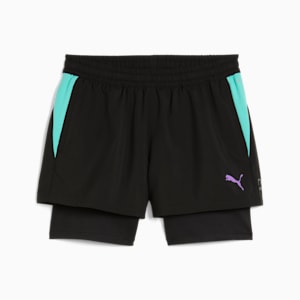 Individual 2-in-1 Women's Padel Tennis Shorts, PUMA Black-Purple Glimmer-Aquatic, extralarge-IND