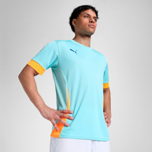 Individual Men's Padel Tennis Jersey, Safe Lake-Vivid Blue-Heat Fire, extralarge-IND