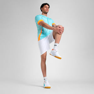 Individual Men's Padel Tennis Jersey, Safe Lake-Vivid Blue-Heat Fire, extralarge-IND